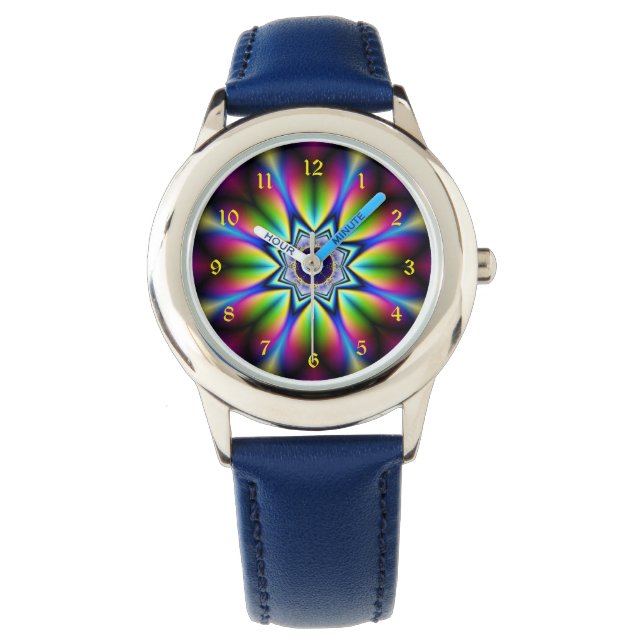 Psychedelic Fractal Kaleidoscope Horloge (Voorkant)