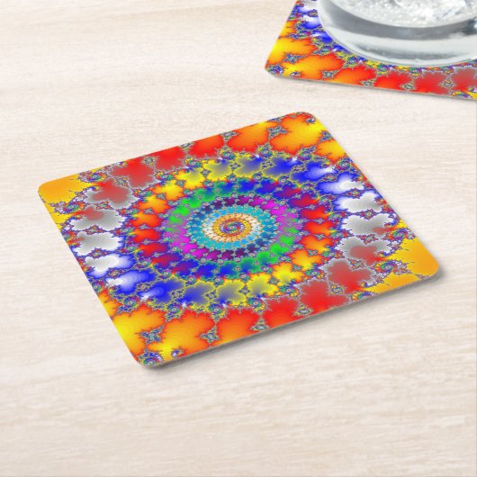 Psychedelic Fractal Kartonnen Onderzetters (Schuin)