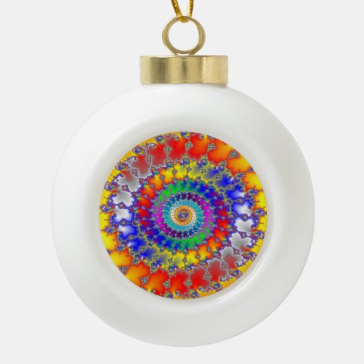 Psychedelic Fractal Keramische Bal Ornament (Voorkant)