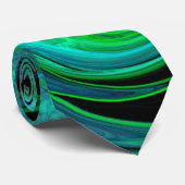 PSYCHEDELIC FRACTAL LIGHT VORTEX, zwart blauw groe Stropdas (Opgerold)