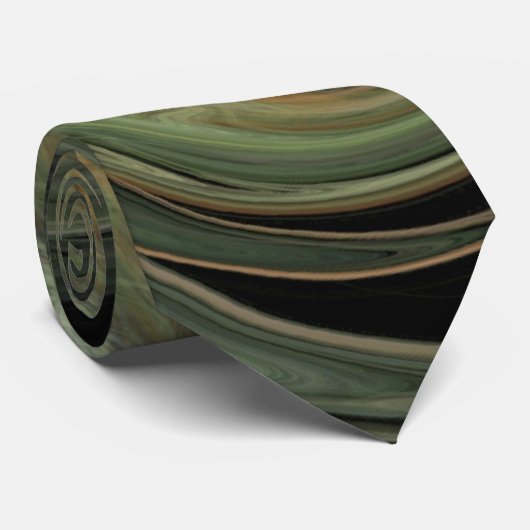 PSYCHEDELIC FRACTAL LIGHT VORTEX Zwart Grijs Geel Stropdas (Opgerold)