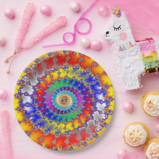Psychedelic Fractal Papieren Bordje (Feest)