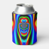 Psychedelic Fractal Rainbow Face Hippy Trippy Blikjeskoeler (Blikje Voorkant)