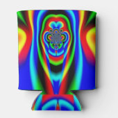 Psychedelic Fractal Rainbow Face Hippy Trippy Blikjeskoeler (Achterkant)