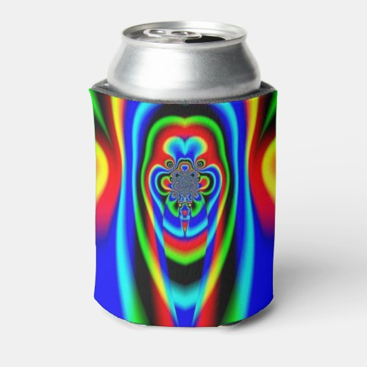 Psychedelic Fractal Rainbow Face Hippy Trippy Blikjeskoeler (Blikje Achterkant)