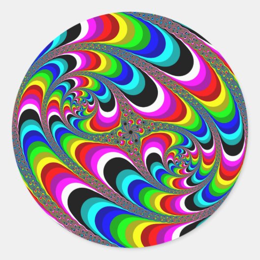 Psychedelic - Fractal Ronde Sticker (Voorkant)