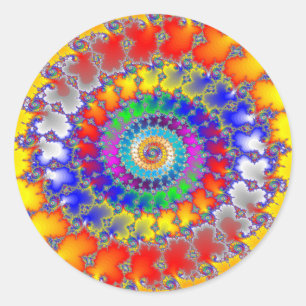 Psychedelic Fractal Spirals Ronde Sticker
