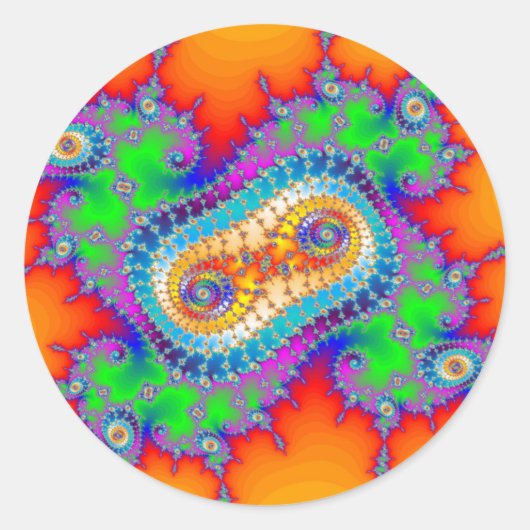 Psychedelic Fractal Spirals Ronde Sticker (Voorkant)