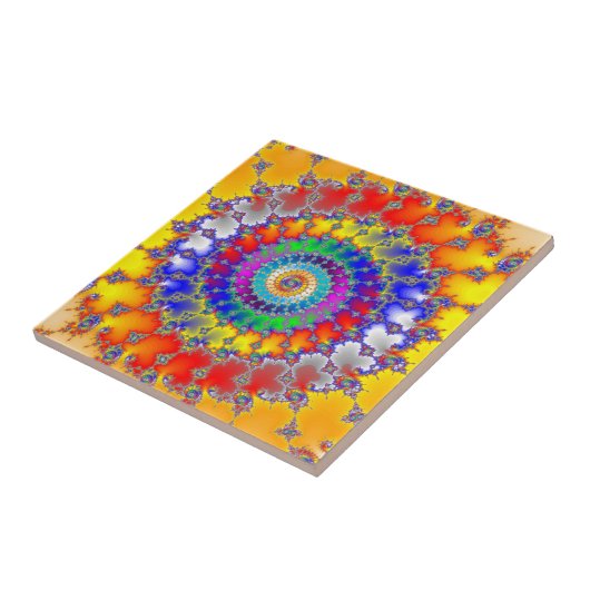 Psychedelic Fractal Spirals Tegeltje (Zijkant)