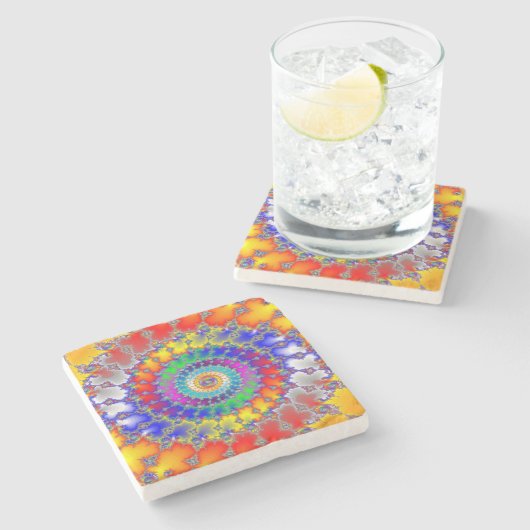 Psychedelic Fractal Stenen Onderzetter (Zijkant)