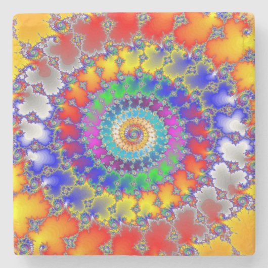 Psychedelic Fractal Stenen Onderzetter (Voorkant)