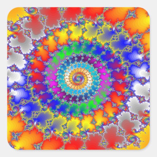 Psychedelic Fractal Vierkante Sticker (Voorkant)