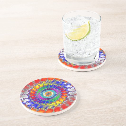 Psychedelic Fractal Zandsteen Onderzetter (Zijkant)