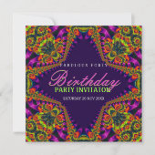 Psychedelic Fun Fabulous 40 Event Party Invitation Kaart (Voorkant)