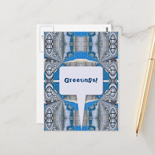 Psychedelic Fun Fractal Pattern & Text Briefkaart (Voorkant / Achterkant in situ)