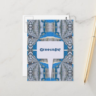 Psychedelic Fun Fractal Pattern & Text Briefkaart