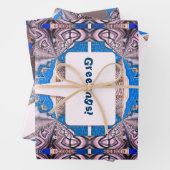 Psychedelic Fun Fractal Pattern & Text Inpakpapier Vel (In situ)