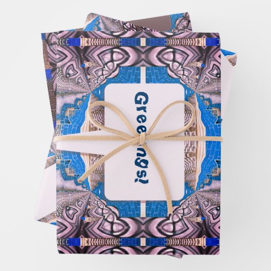 Psychedelic Fun Fractal Pattern & Text Inpakpapier Vel (In situ)