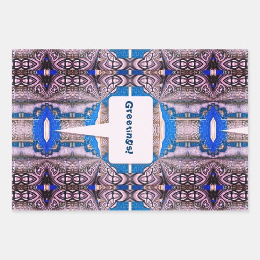 Psychedelic Fun Fractal Pattern & Text Inpakpapier Vel (Voorkant)