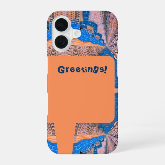 Psychedelic Fun Fractal Pattern & Text iPhone 16 Hoesje (Achterkant)