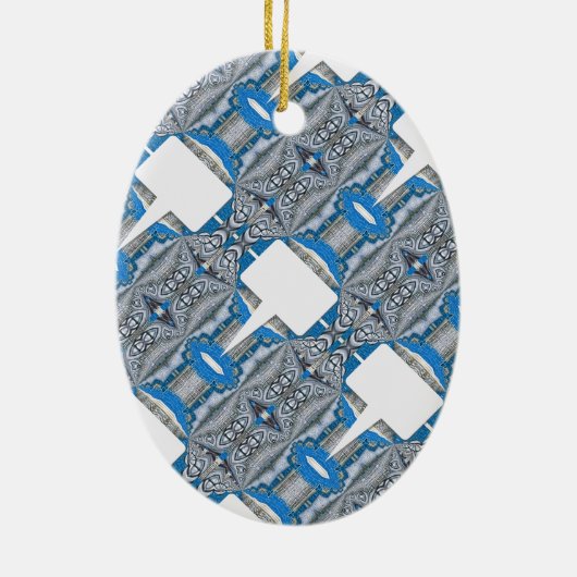 Psychedelic Fun Fractal Pattern & Text Keramisch Ornament (Achterkant)