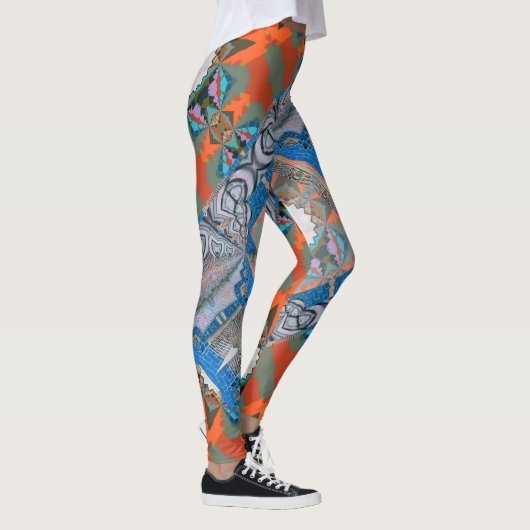 Psychedelic Fun Fractal Pattern & Text Leggings (Rechts)