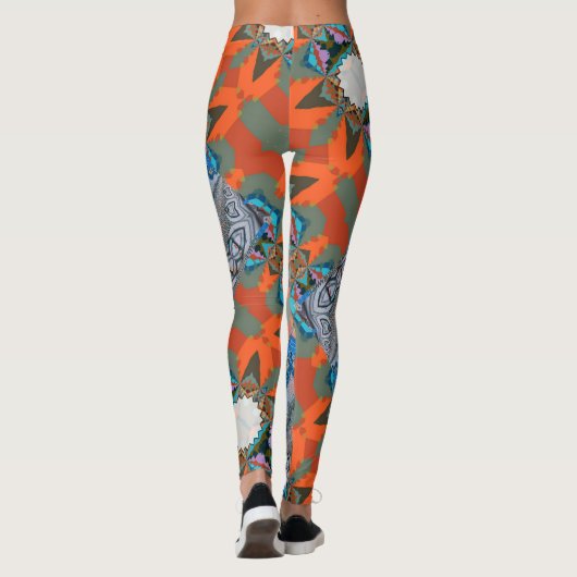 Psychedelic Fun Fractal Pattern & Text Leggings (Achterkant)