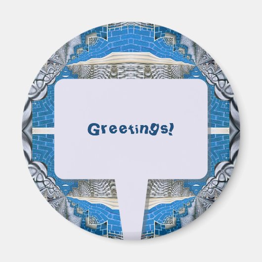 Psychedelic Fun Fractal Pattern & Text Magneet (Voorkant)