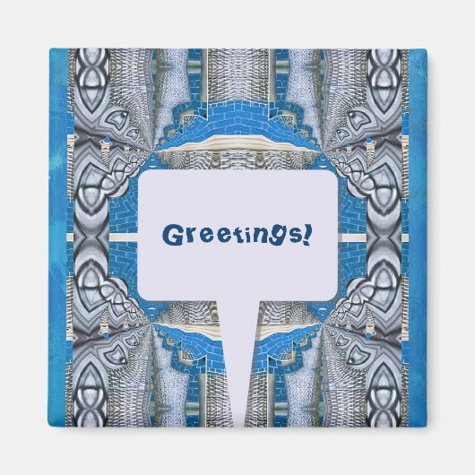 Psychedelic Fun Fractal Pattern & Text Magneet (Voorkant)