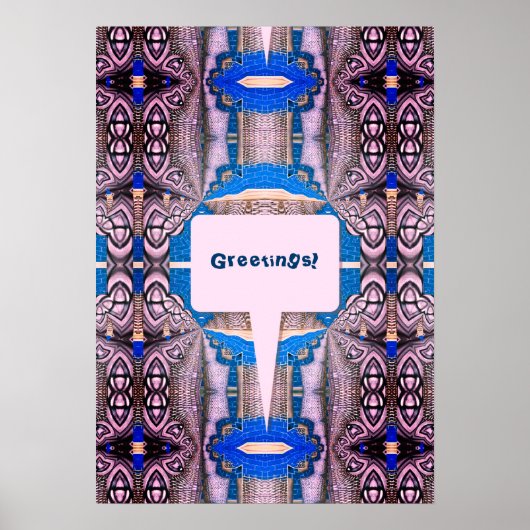 Psychedelic Fun Fractal Pattern & Text Poster (Voorkant)