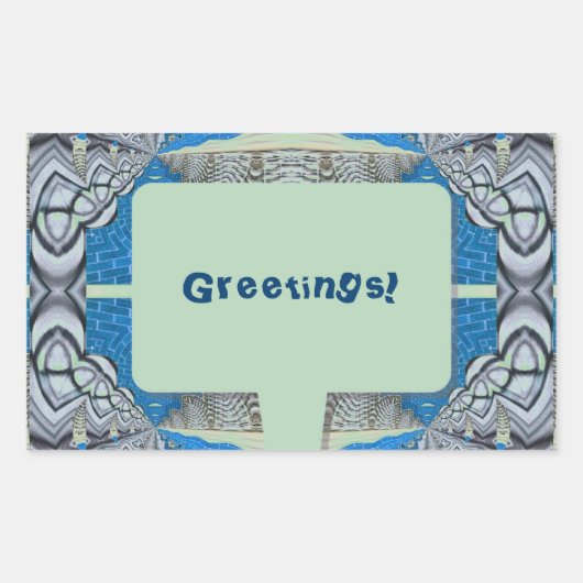 Psychedelic Fun Fractal Pattern & Text Rechthoekige Sticker (Voorkant)