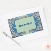 Psychedelic Fun Fractal Pattern & Text Rechthoekige Sticker (Envelop)