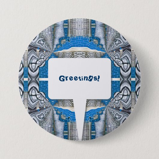 Psychedelic Fun Fractal Pattern & Text Ronde Button 7,6 Cm (Voorkant)