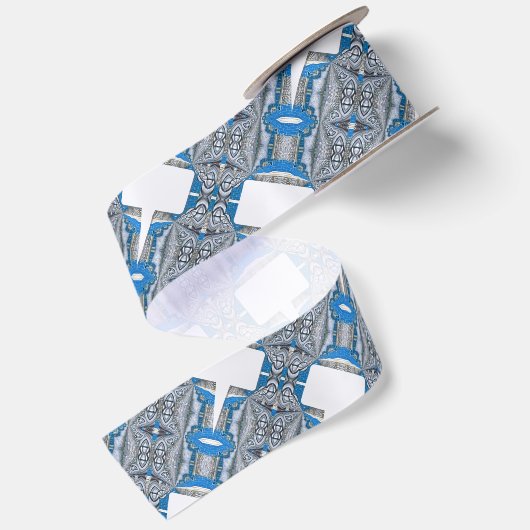 Psychedelic Fun Fractal Pattern & Text Satijnen Lint (Achterkant)