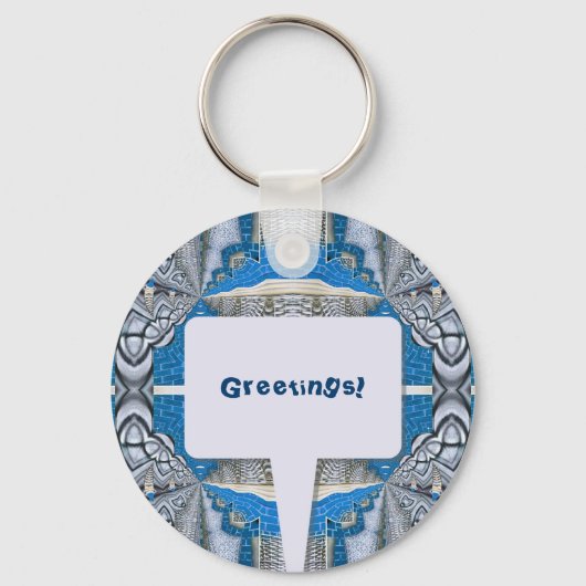 Psychedelic Fun Fractal Pattern & Text Sleutelhanger (Voorkant)