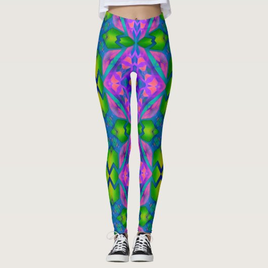 Psychedelic Fun Pink Green Leggings (Voorkant)