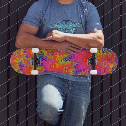 Psychedelic Funky Hippie Boho Neon Rainbow Fractal Persoonlijk Skateboard (Buiten 3)