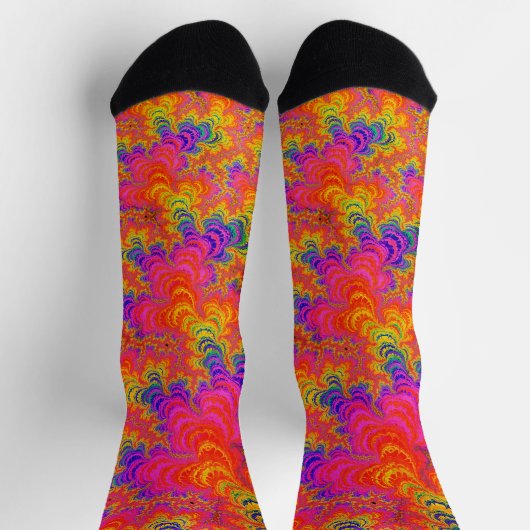 Psychedelic Funky Hippie Boho Neon Rainbow Fractal Sokken (Top)