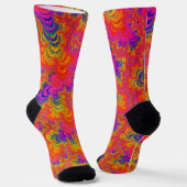Psychedelic Funky Hippie Boho Neon Rainbow Fractal Sokken (Gebogen)