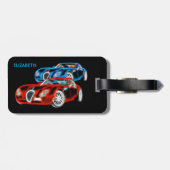 Psychedelic Futuristic Ggloing Neon Sport Cars Bagagelabel (Achterkant horizontaal)