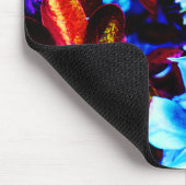 Psychedelic Garden Flowers Blue Paars Fuschia Muismat (Hoek)