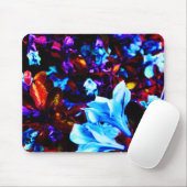 Psychedelic Garden Flowers Blue Paars Fuschia Muismat (Met muis)