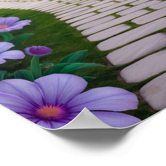 Psychedelic Garden Path Flowers Poster (Hoek)