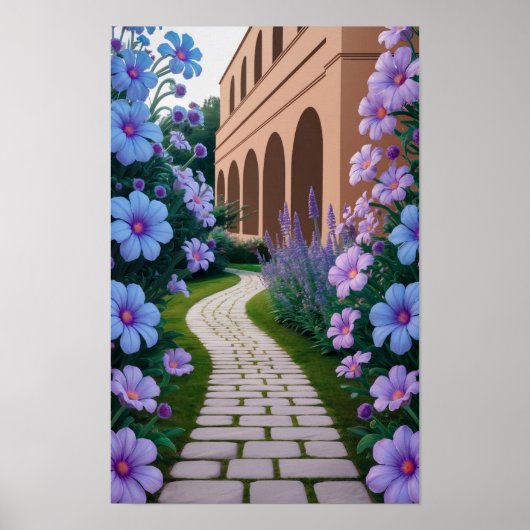 Psychedelic Garden Path Flowers Poster (Voorkant)