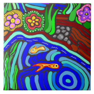 Psychedelic Garden Tile Tegeltje