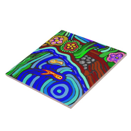 Psychedelic Garden Tile Tegeltje (Zijkant)