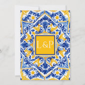 Psychedelic geloften: Groovy Blue Tegel bruiloft Kaart (Achterkant)