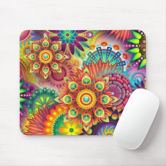Psychedelic Gepersonaliseerd Mousepad, Tie Dye Muismat (Met muis)