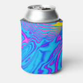 Psychedelic Gestreepte Zebra: Neon Fluorescent Bac Blikjeskoeler (Blikje Achterkant)