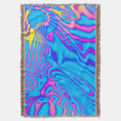 Psychedelic Gestreepte Zebra: Neon Fluorescent Bac Deken (Voorkant Verticaal)